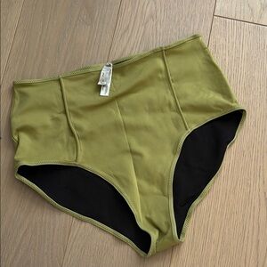 Olive Green Women's High-Waisted bikini Bottom